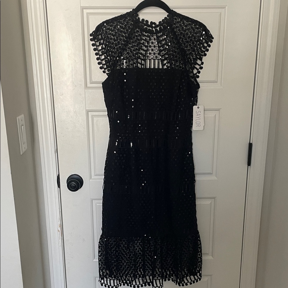 Saylor Breonne Dress in Black Lace & Sequins Whimsy Goth Dark Romantic Medium